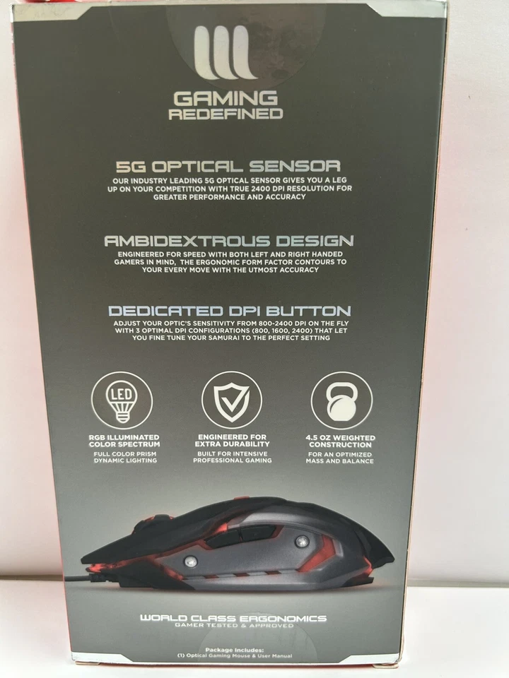 Lifeworks Samurai Optical Gaming Mouse Multi Color LW-BL-GM1000B New Sealed - Image 2 of 2