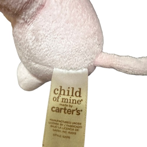 Baby CARTERS Chime & Chew Chime Ratte Teething Toy Plush Clip on Pink Elephant - Picture 7 of 8
