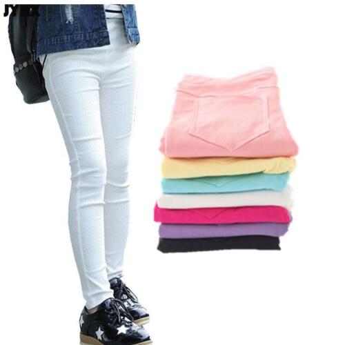 Kids Girl Pants Spring Autumn Candy Color Trousers Child Solid Leggings Children - Foto 1 di 16