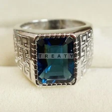 London Blue Topaz Gemstone With 925 Sterling Silver Ring For Men's #B761