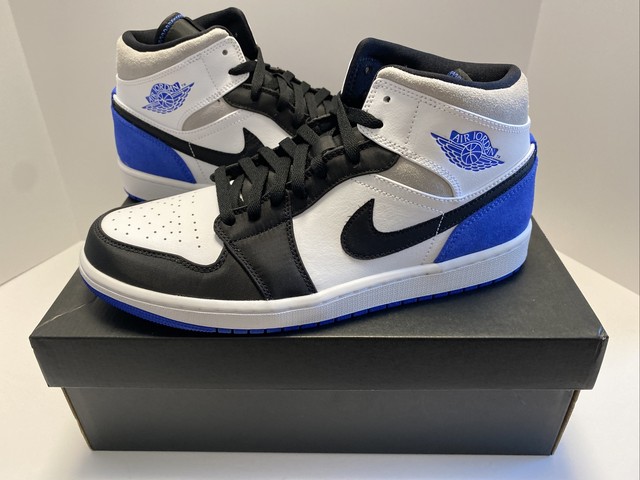 Size 10 5 Air Jordan 1 Mid Se Royal Black Toe For Sale Online Ebay