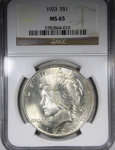1923 Peace Dollar NGC MS65 Gem Quality Flashy Coin