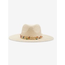 Steve Madden Natural Beaded Straw Panama Hat