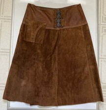 Vintage 1970  s Pioneer Wear Women  s Leather Skirt Size 16 Western Cowgirl NOS
