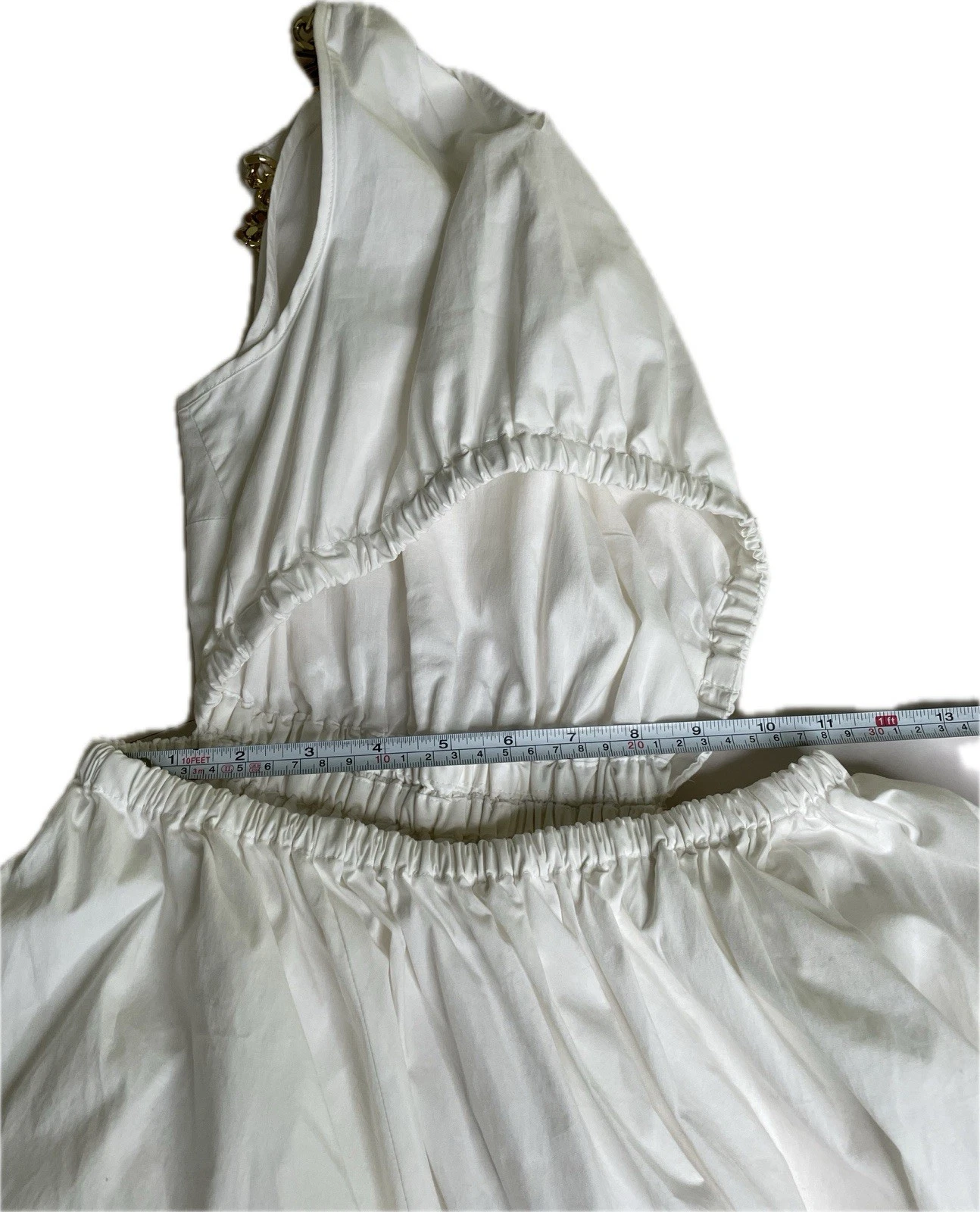 Abito midi MICHAEL MICHAEL KORS donna bianco vita aperta logo catena con tasche XS