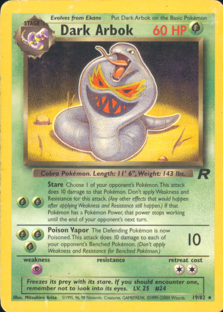 Dark Arbok (19) Unlimited Rare Team Rocket 19/82 HP Pokemon Card TCG