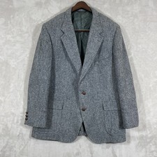 Harris Tweed Blazer Mens 44 Jacket Sport Coat Preppy VTG USA Scottish Wool READ