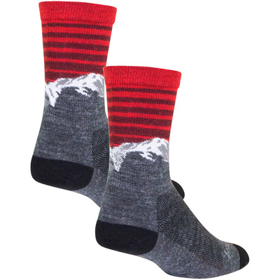 Pack of 2 SockGuy Summit Wool Socks - 6 inch, Gray/Red/White, Small/Medium