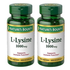 Nature's Bounty L-Lysine 1000mg  60 Tablets  2 Pack  Exp 06/2028 