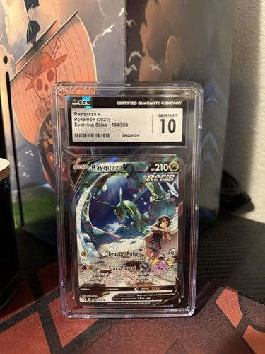 Pokémon Rayquaza V 194/203 SWSH07 Evolving Skies Holo CGC 10 Ultra Rare Full Art