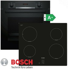 Induktion Herd Set Autark Bosch Einbau Backofen Schwarz Teleskop und Kochfeld