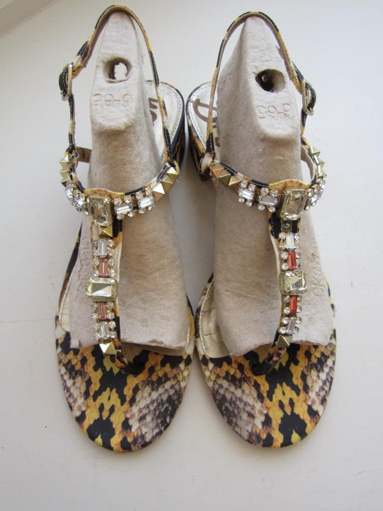 SAM EDELMAN Annalise Python Print Fabric Jeweled … - image 1