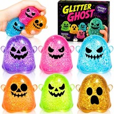 Halloween 6PCS Glitter Ghost Squishy Stress Fidget Relief Toys for Kids Adults