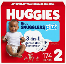 Huggies Little Snugglers Plus Diapers Size 2 12-18 lb 174 Count