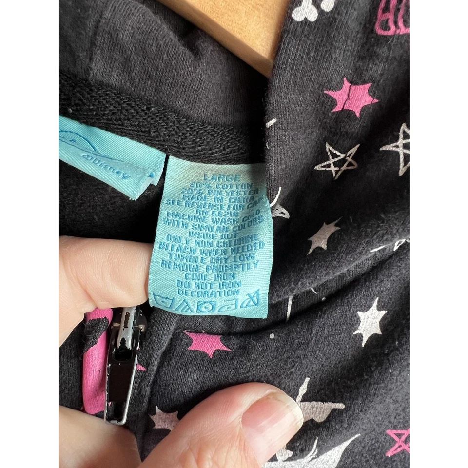 Disney Fairies TINKER BELL Negro y Rosa Sudadera con Capucha Cremallera Chaqueta Niñas GRANDE Foto 4 de 4