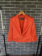 Just Cavalli Women Satin Blazer Jacket Embellished Buttons Made In Italy Size 44