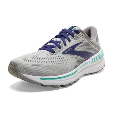 Brooks Women's Adrenaline GTS 22 Support Running Shoe Alloy/Blue/Green 5 X-Wide