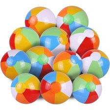 Inflatable Beach Balls 12 Pack Rainbow Color Swimming Pool Party Toys for Kids