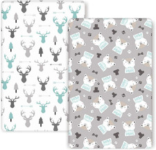 Stretchy Ultra Soft Jersey Knit Fitted Pack N Play Sheets 2 Pack, Playard Sheets