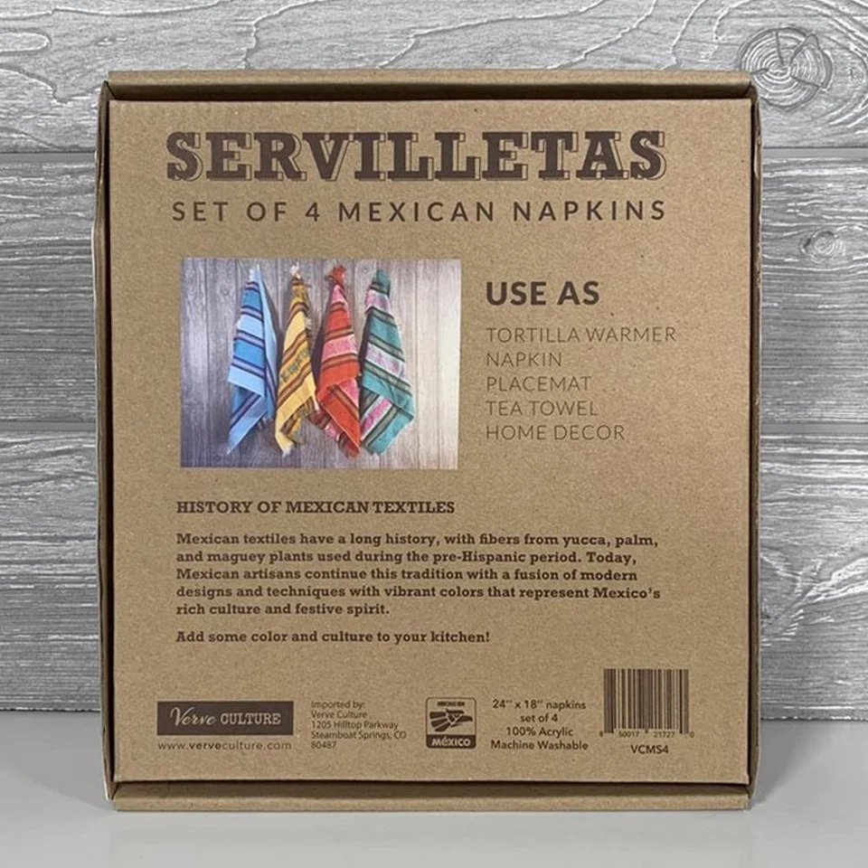 Juego de 4 servilletas mexicanas servilleta manteles de tela coloridos para decoración de fiestas Foto 3 de 4