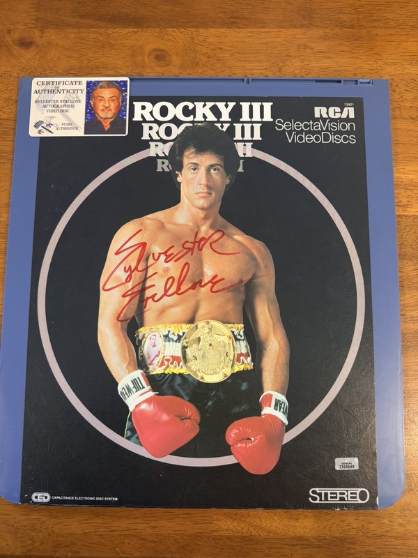 Rocky III RCA SelectaVision CED VideoDisc Autographed Sylvester Stallone COA
