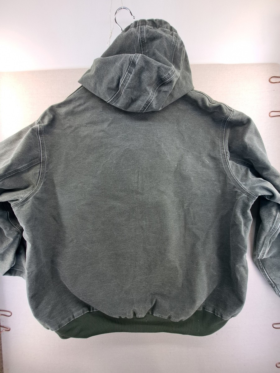 Vtg Carhartt J25 MOS Jacket Mens 4XL Tall Green Full Zip Hood Work