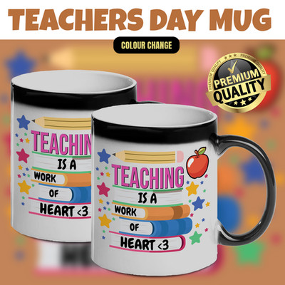 Teaching Is A Work Of Heart Zaubertasse Wärmewechselnd Kaffeetasse Lehrer Geschenk