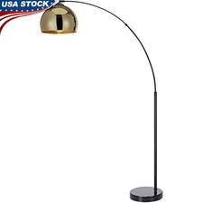 Arc Floor Lamp with Marble Base & Gold Shade