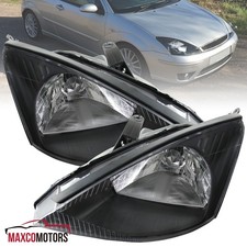 Black Headlights Fits 2000-2004 Ford Focus Head Lamps Assembly Leftright 00-04