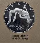 1996 P Proof High Jump Commemorative 90% US of America silver dollar