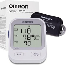 Monitor de presión arterial de brazo superior OMRON plateado (BP5255)