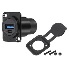 USB 3.0 Type-C Panel Mount Socket Connector D-Type Black