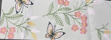 Embroidered Table Runner 13" x 70" floral butterflies BOHO
