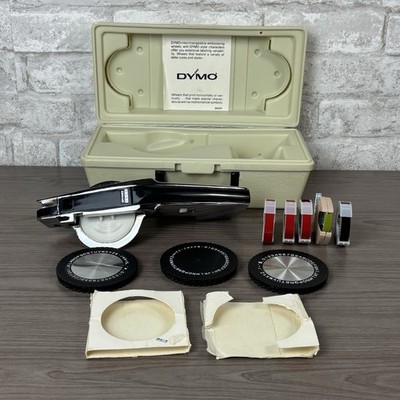 Vintage Dymo 1550 Handheld Label Maker with Case, Embossing Wheels
