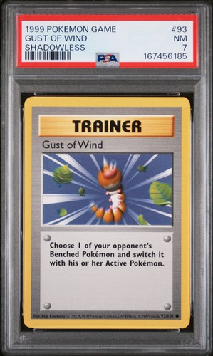 1999 POKEMON BASE SET SHADOWLESS #93 GUST OF WIND PSA 7