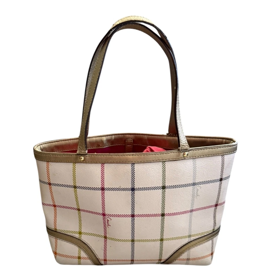 Coach Peyton Small Tattersall Plaid Tote F48586 Purse - Image 2 of 4