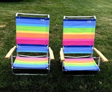 Rio Beach Pair of Adjustable Folding Beach Chair Metal Frame Low Profile