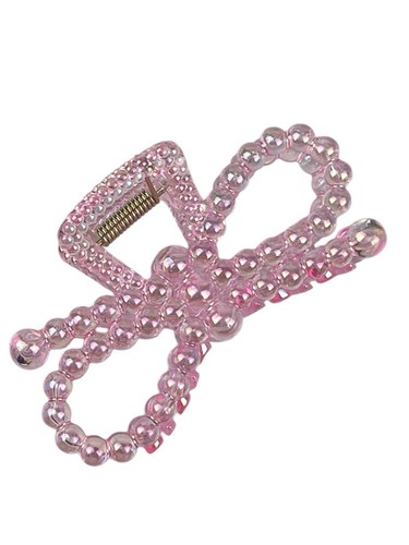 Elegant Women Hair Claw Clip Pink Iridescent Bowknot Style Clip Medium Size - Picture 9 of 18