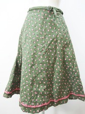Meico costume skirt floral pattern with belt waist skirt lined green size 46