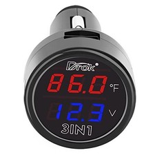 Digital Voltage Temperature Monitor - Car Charger USB Charger Pro USB Charge 