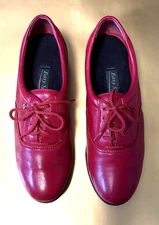 Vintage EASY SPIRIT Red Leather Lace Up Walking Shoes US Size 7.5B
