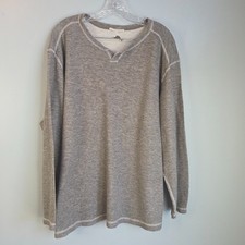 Tommy Bahama Thermal Shirt Mens Large Grey Waffle Knit Pullover Long Sleeve Logo