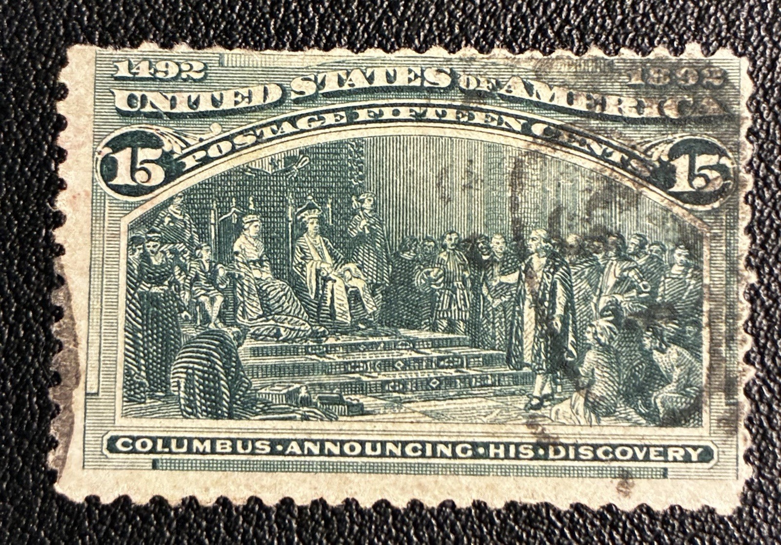 US Stamp, Scott #238, 1893 15c Columbus Announcing His Discovery / Used