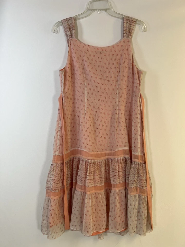 Vintage Motherhood Maternity Dress Medium Cottage Core Floral Peach Sun Dress - Image 2 of 4