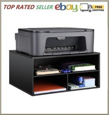 Printer Stand Shelf with Storage - Wood Desk Organizer for Home/Office