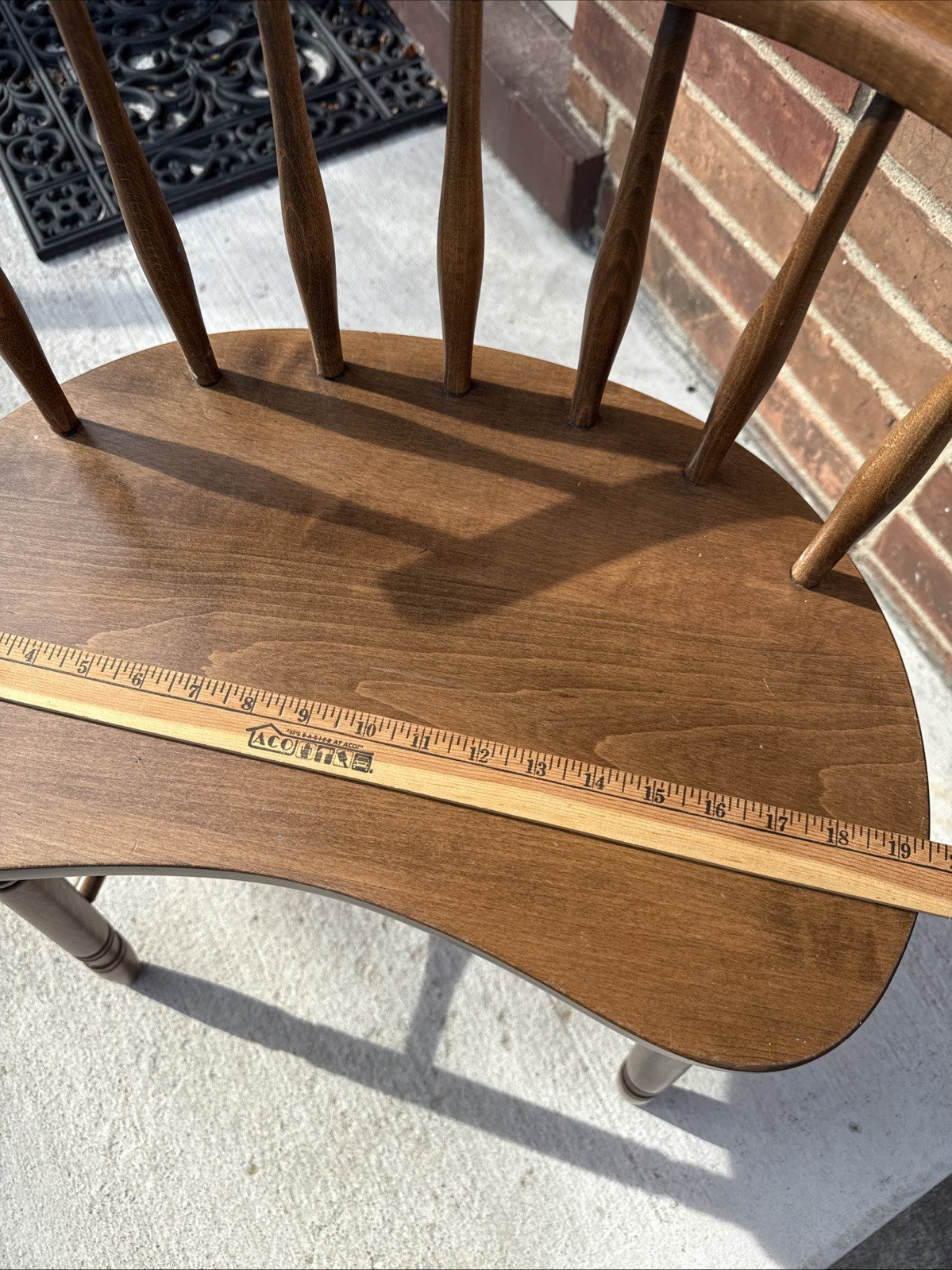 Mid Century Kidney Bean Walnut Spindle Back Vanity Chair Stool Bench Seat