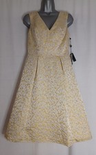 ADRIANNA PAPELL Ladies yellow jaquard fit and flare dress size 8 bnwt (A894)