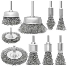 9 Pcs Wire Wheel Brush Set for Drill,Stainless Steel Cup Silver 