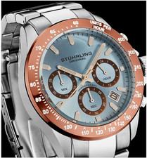 St hrling Ultima 3960 Quartz 42mm Chronograph - Light Blue Dial