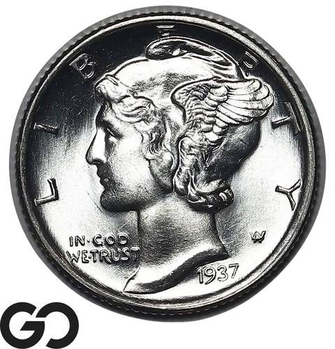 1937-S Mercury Dime Frosty Solid Gem BU++